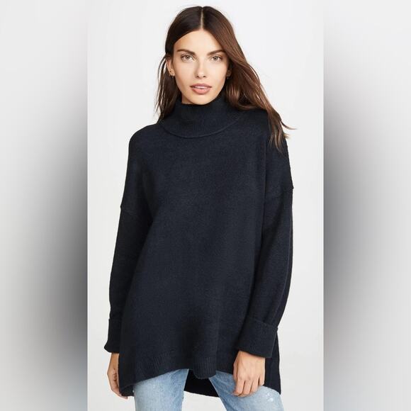 Free People Womens Wool Afterglow Mock Neck Oversized Sweater in Black Size XS - Picture 4 of 11